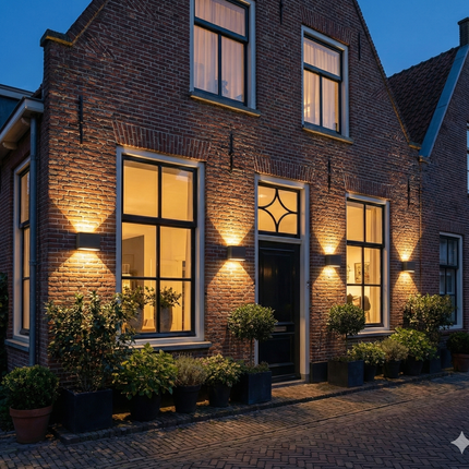 Wandlamp “Lumo” – Up & Down LED Buitenlamp – Modern Zwart Design - IP65 Tuinlichten.nl