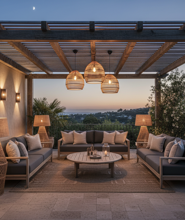 wel overkapt, probeer soort van rieten lampen  te doen ipv die originiele lampen