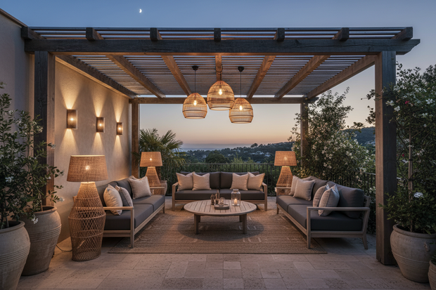 wel overkapt, probeer soort van rieten lampen  te doen ipv die originiele lampen